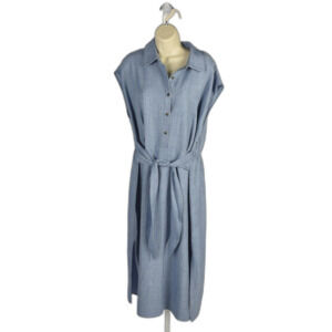 Emma & Michelle Chambray Midi Shirt Dress Preppy Quiet Elegance Size XL